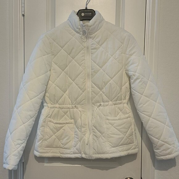 Quilted Puffer Jacket White Lightweight Winter Coat Shein Womens Size M - Picture 1 of 6